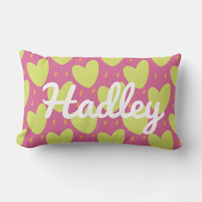 Starka hörn, Rosa och Grönt Namn Lumbarkudde (Framsida)