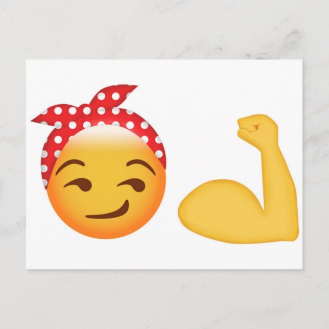 Starka kvinnliga emoji vykort (Framsida)