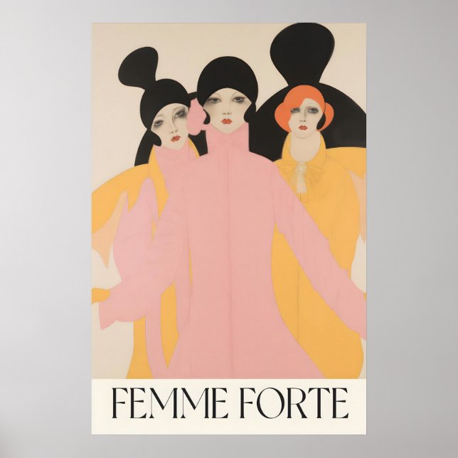 Starka Kvinnor Art Deco Tryck Mode Illustration (Framsidan)