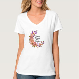 Starka Kvinnor Lyser Starkare Blommig Halvmåne Cit T Shirt