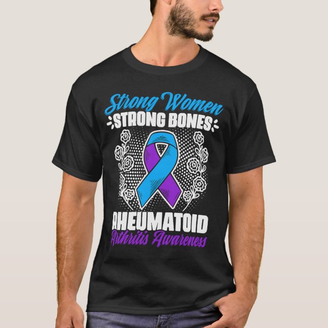 Starka kvinnor Ribbon Rheumatoid artrit Medvetenhe T Shirt (Framsida)