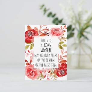 Starka Kvinnor Rosa Röd Blommig Ros Ram Vykort