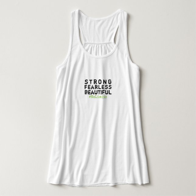 Starka oförskräckt härlig kvinna Flowy tanktop Linne Med Racerback (Design framsida)
