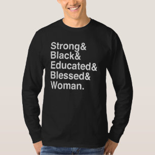 Starka svarta utbildade, blå kvinnor t shirt