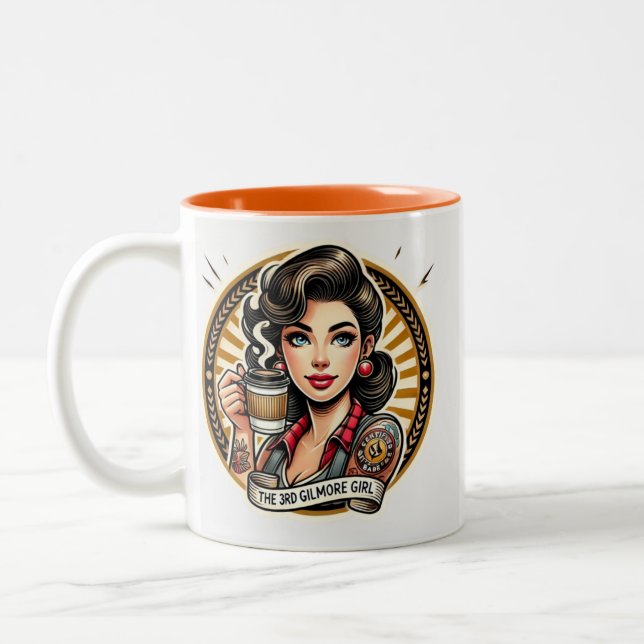 Starka vackra kvinnor som kärlek kaffe Två-Tonad mugg (Vänster)