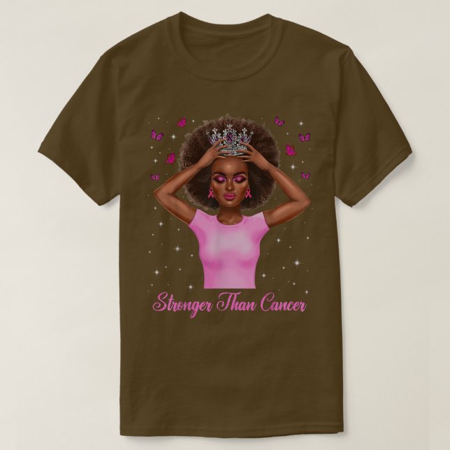 Starkare än Cancer Black Queen Breast Cancer Awa T Shirt (Design framsida)