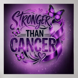 Starkare än cancer Inspirationsaffisch – Lila Poster