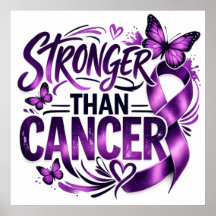 Starkare än cancer Inspirationsaffisch – Lila