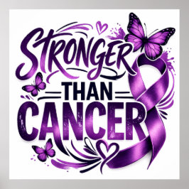 Starkare än cancer Inspirationsaffisch – Lila Poster