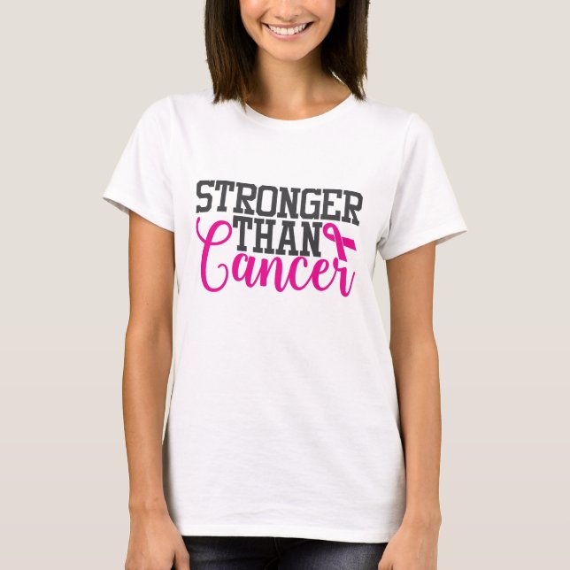 Starkare än cancer| Medvetenhet om bröstcancer T Shirt (Framsida)