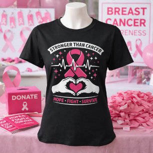 Starkare än cancer Rosa bandet hopp kamp T Shirt