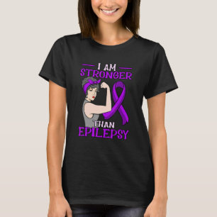 Starkare än epilepsiLila Ribbon Awareness Mon T Shirt