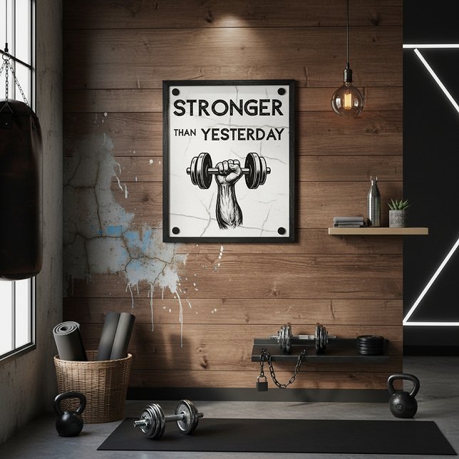 Starkare än i går Gym Motivational Vintage Poster (Skapare uppladdad)