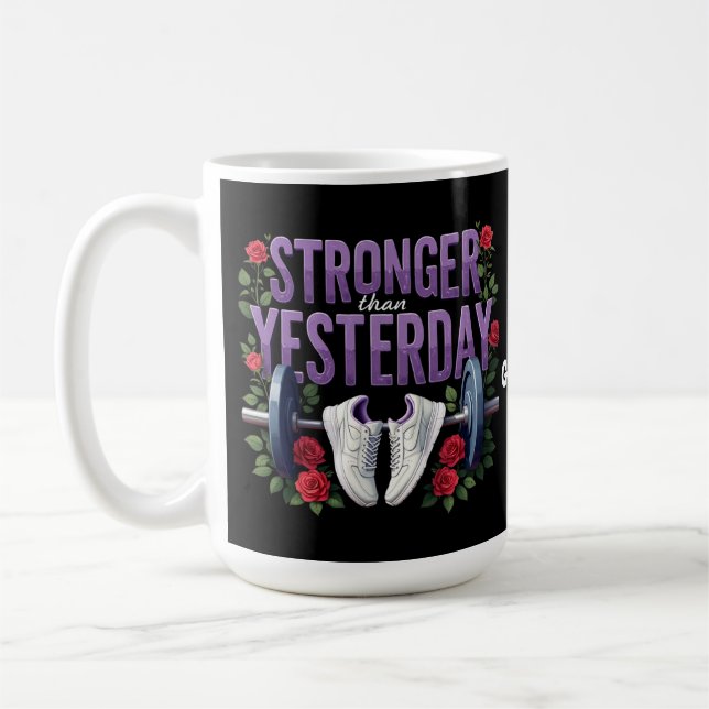Starkare än i går - Motivering, Fitness Kaffemugg (Vänster)