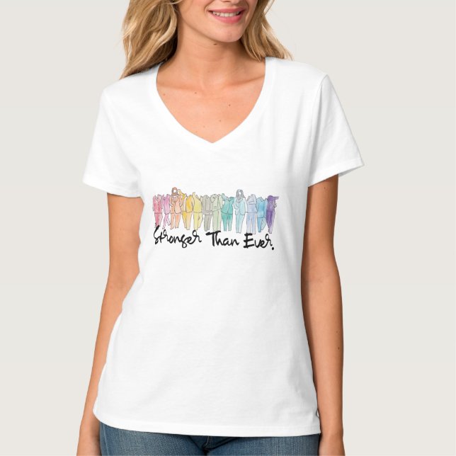 Starkare än någonsin kvinna V-Nacke utslagsplats Tee Shirt (Framsida)
