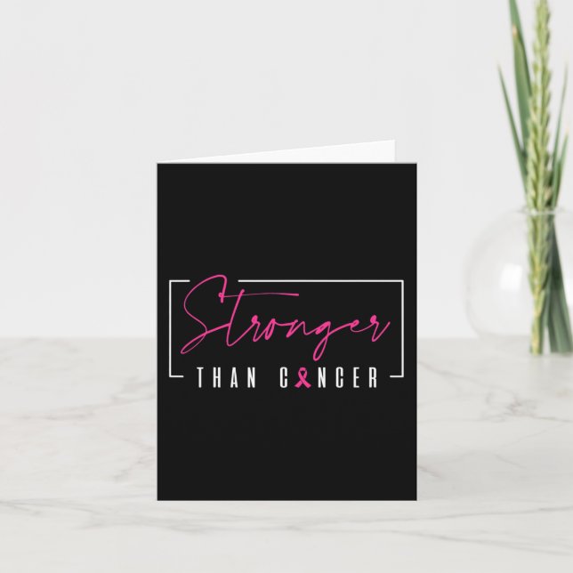 Starkare än Rosa av bröstcancer Ribbon Kort (Framsida)