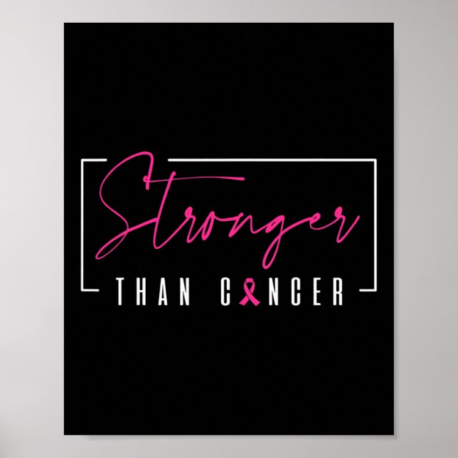 Starkare än Rosa av bröstcancer Ribbon Poster (Framsidan)