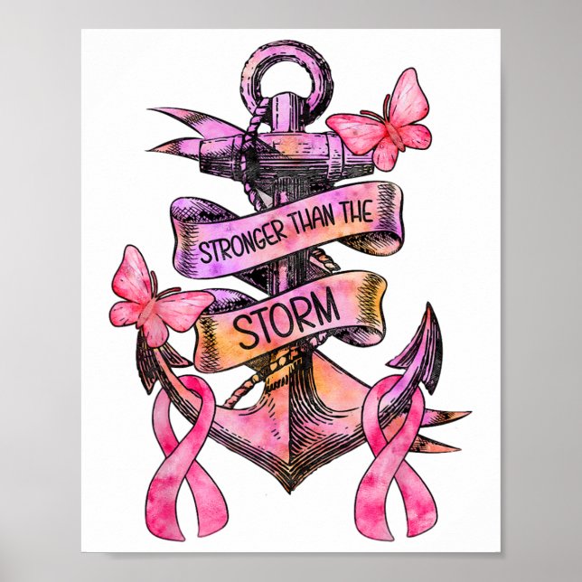 Starkare än stormankorns bröstcancer Medveten Poster (Framsidan)