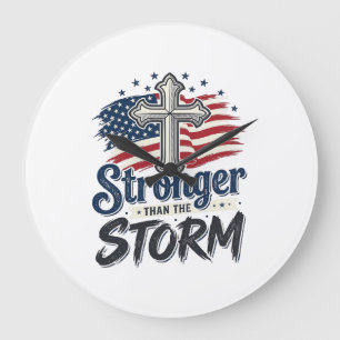 Starkare Än Stormen Patriotisk Tro T-Shirt Desi Stor Klocka