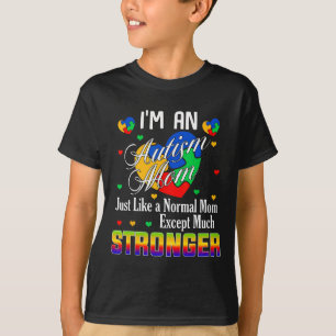 Starkare Autism Mamma Pusselbit Hjärta Stöd Medvet T Shirt