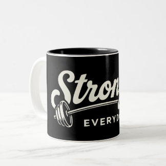 Starkare Varje Dag Retro Gym Motivation Två-Tonad Mugg