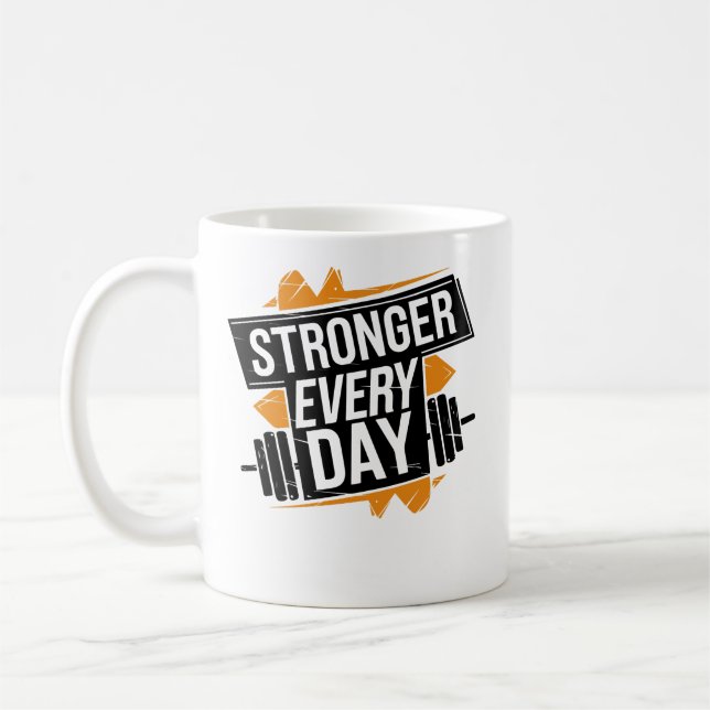 Starkare Varje Dag Träningsframsteg Motivationskon Kaffemugg (Vänster)