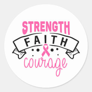 Starke Faith Courage Breast Cancer Awareness Runt Klistermärke