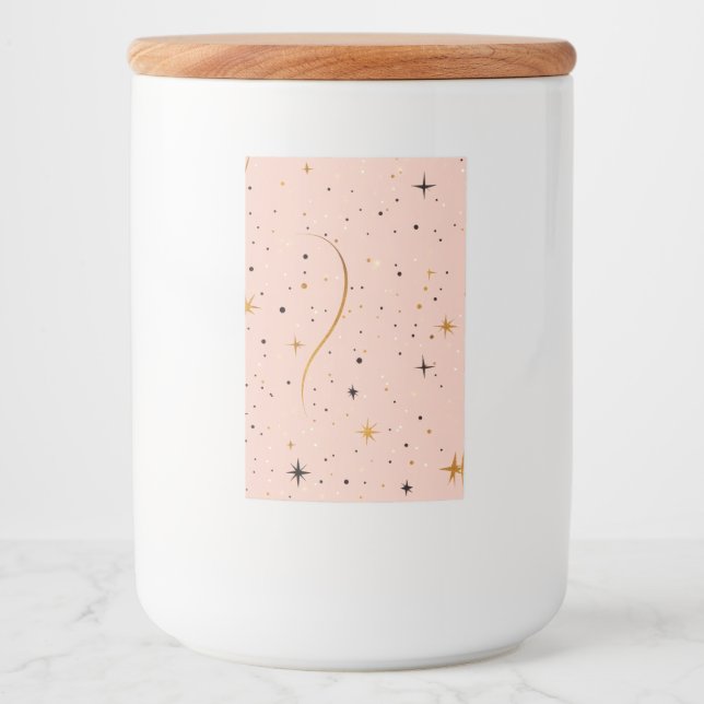 StarKeep - Glass Burk med lock och stjärndesign Mat Etikett (Framsida)