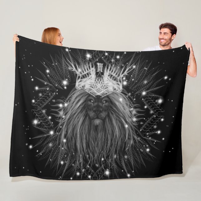 Stärkelse Lejon med Krona Monogram Fleecefilt (På plats)