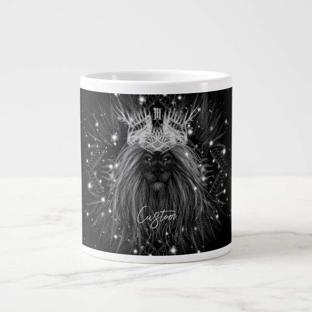 Stärkelse Lejon med Krona Monogram Jumbo Mugg (Framsidan)