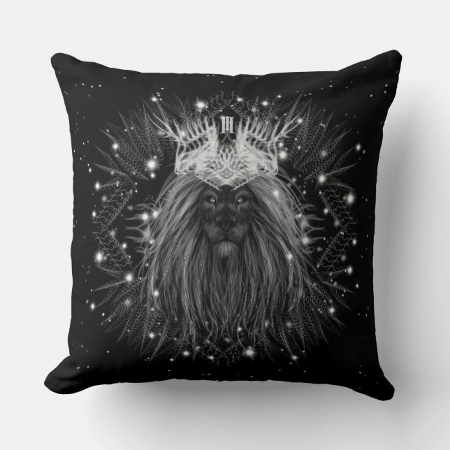 Stärkelse Lejon med Krona Monogram Kudde (Framsida)