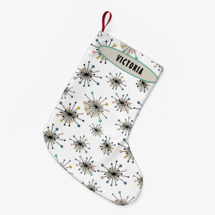 Stärkelse med Namn Mid Century Modern Helgdag Liten Julstrumpa