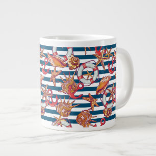Stärkelse och Rand Mönster Jumbo Mugg