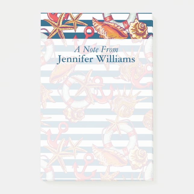 Stärkelse och Rand Mönster| Lägg till ditt namn Post-it Block (Framsida)