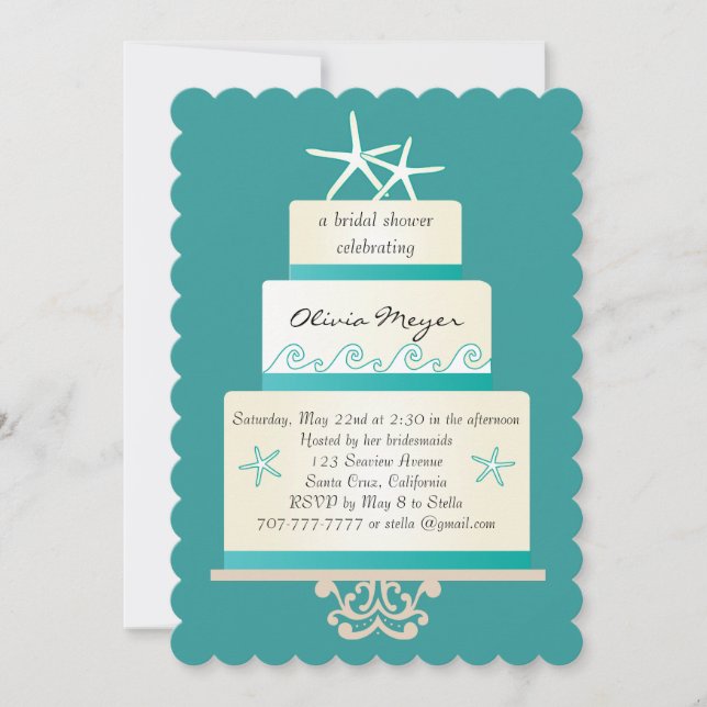 Stärkelsefisk Bröllop Cake Inbjudningskort för möh (Framsida)