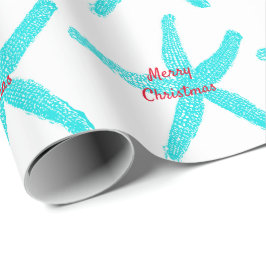 Stärkelsefisk Mönster Teal Red Beach God jul Presentpapper