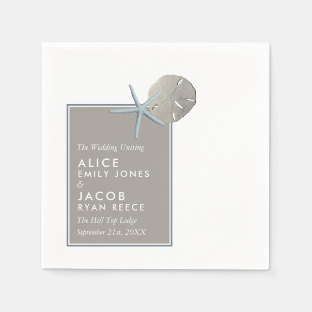 Stärkelsefisk och sanddollar - Beach Wedand Pappersservett (Framsidan)