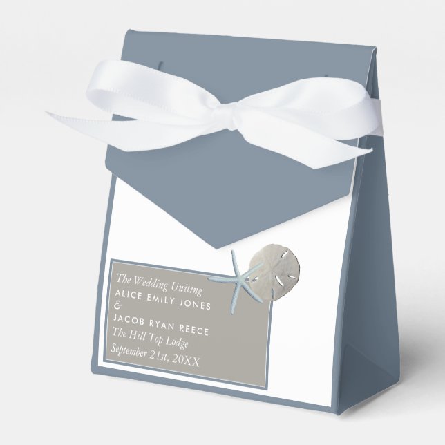 Stärkelsefisk och sanddollar - Beach Wedand Presentaskar (Framsidan Sidan)