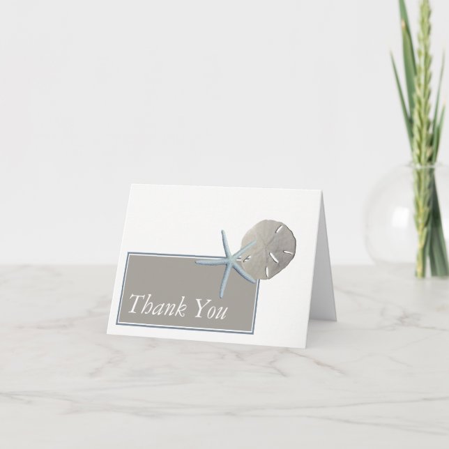 Stärkelsefisk och sanddollar - Beach Wedand Tack Kort (Framsida)