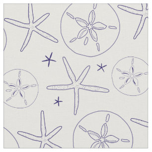 Stärkelsefisk, Sand Dollar Navy Blue Beach Theme Tyg
