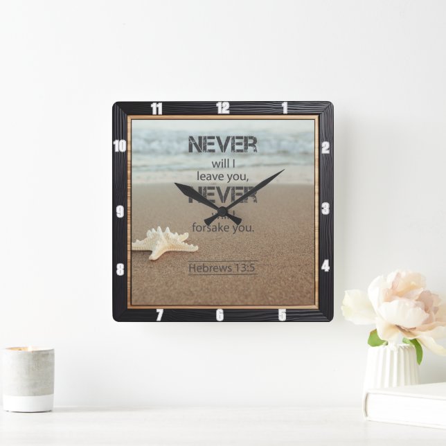 Stärkelsefiskar, hebrekor 13:5 fyrkantig klocka (Hem)