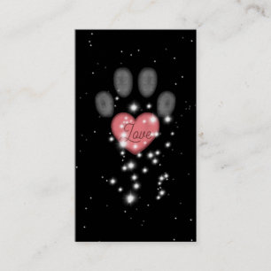 Stärkelseljus Rosa Heart Paw Skriv ut Svart platte Visitkort