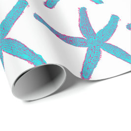 Stärkfisk Mönster Teal Rosa Vit Beach jul Presentpapper