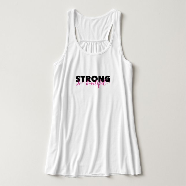 Starkt är Tanken för vacker blommy Racerback Linne Med Racerback (Design framsida)
