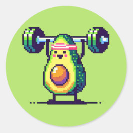 Starkt Avocado - Lusnyj Pixel Art Weightlift Runt Klistermärke