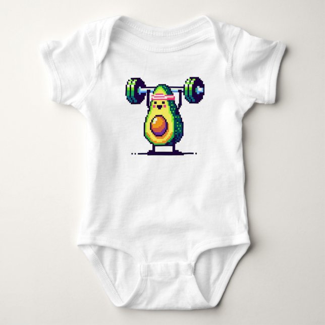 Starkt Avocado - Lusnyj Pixel Art Weightlift T Shirt (Framsida)