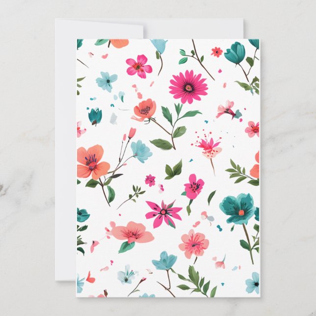 Starkt Blommönster Art Inbjudningar (Framsida)