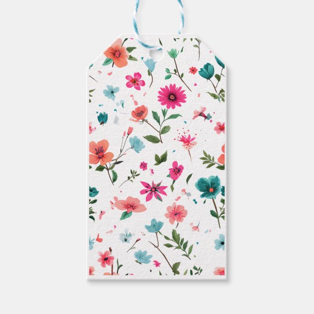 Starkt Blommönster Art Presentetikett (Framsidan)