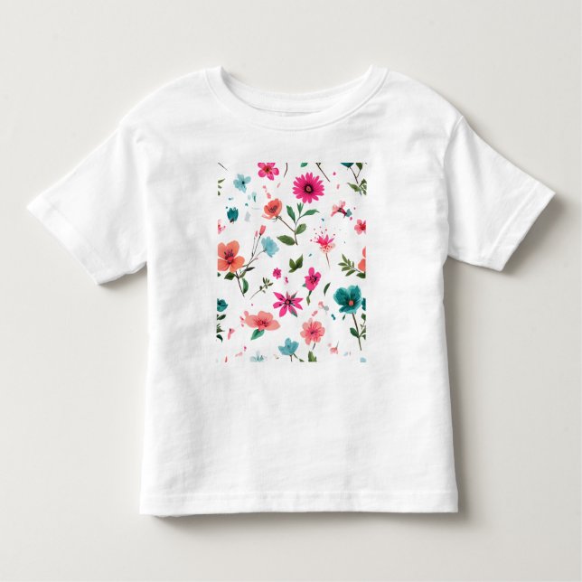 Starkt Blommönster Art T Shirt (Framsida)
