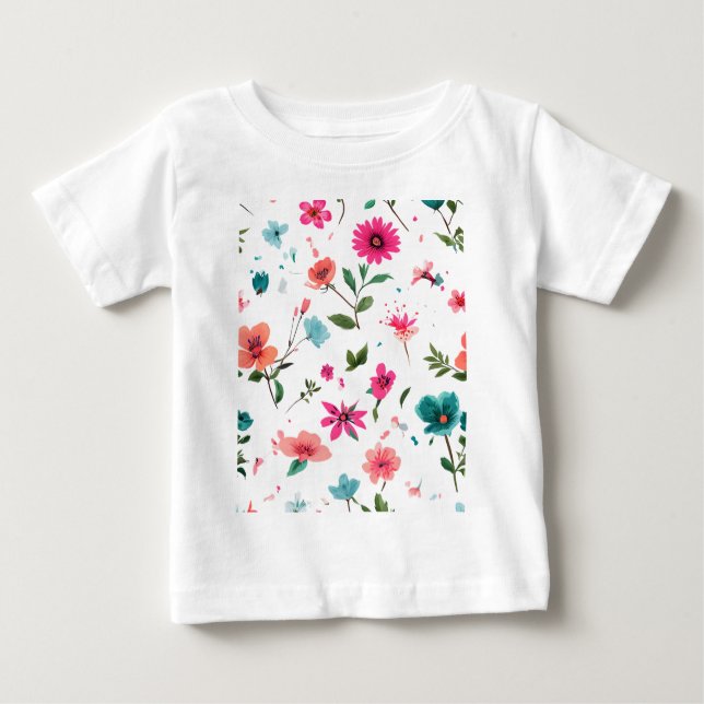 Starkt Blommönster Art T Shirt (Framsida)